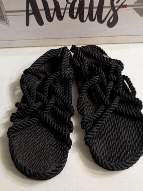 Black Rope Knot Sandals for Women